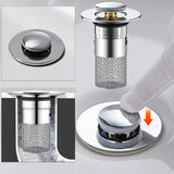 Set van 2 gootsteenpluggen, afvoerzeef, afvoerfitting, wastafel, universele pop-up gootsteenplug, roestvrij staal, voor 34-40 mm afvoerafvoerplug voor badkuip