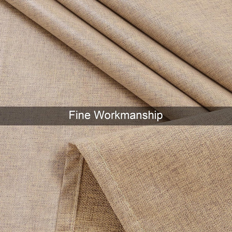 Tafelkleed in linnenlook, afwasbaar, lotuseffect, rechthoekig, 140 x 140 cm, tafelzeil, waterafstotend, tafellinnen, vlekbescherming, lichtbruin