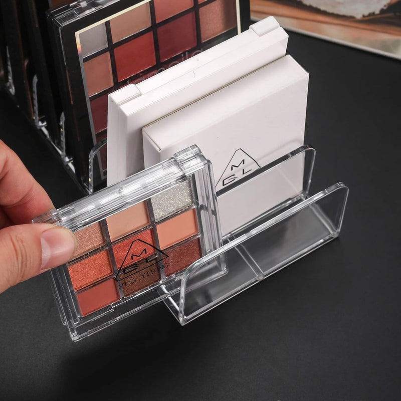 2 stuks oogschaduw-organizer, acryl cosmetica-paletten, organizer van kunststof met 7 sleuven, make-up make-up opslag, make-upcontainer, poederpalettenhouder voor badkamer, werkblad, S + L