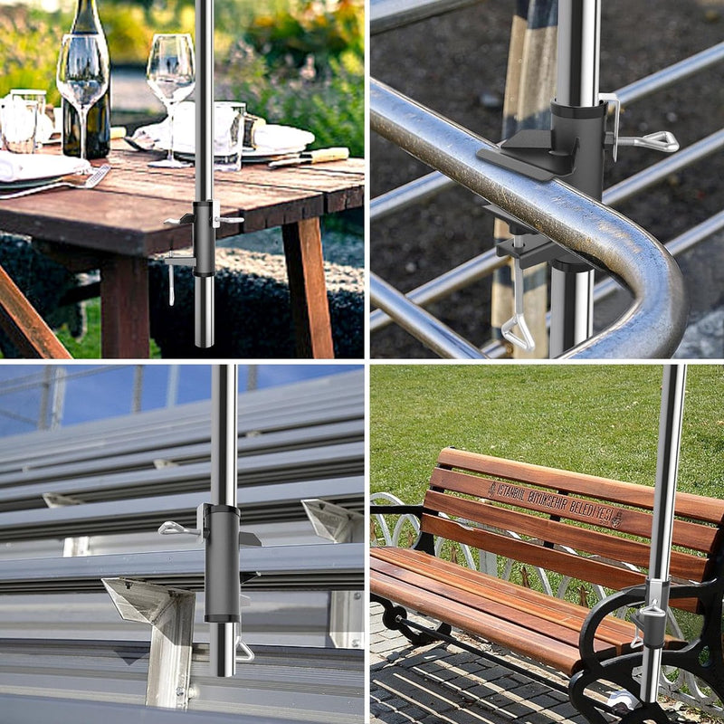 Parapluhouder balkonreling, parasolhouder balkonreling, parasolhouder balkon Kan worden gemonteerd op balkons, stoelen, stands, balustrades (zwart)