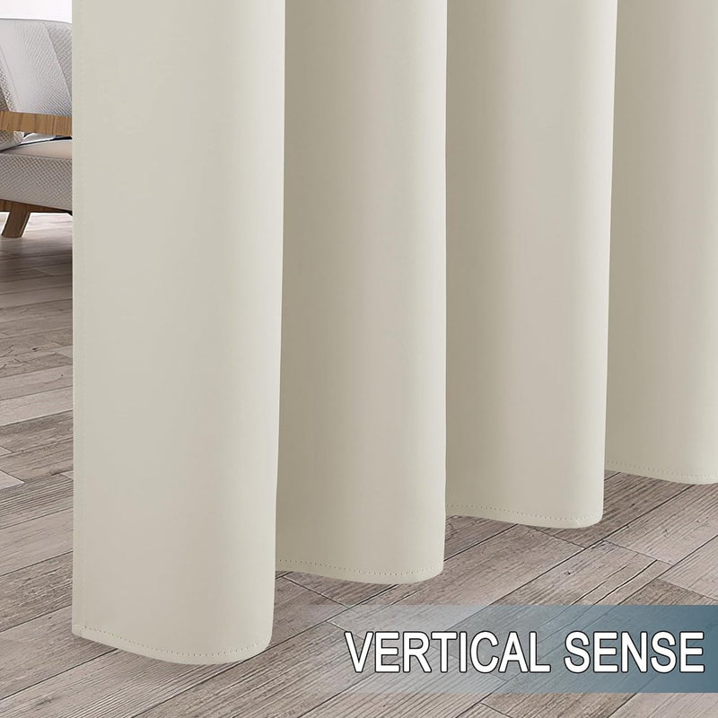 Terrasgordijnen, buitengordijnen, waterdicht, set van 2, H 243 x B 132 cm, buitengordijn, waterdicht privacyscherm en zonwering, balkongordijn, ondoorzichtig ooggordijn, lichtbeige