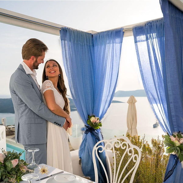 Chiffon tafelloper, 300 x 70 cm, donkerblauw, chiffon, decoreren, tafeldecoratie, romantische bruiloftsloper, tule decoratieve stof voor bruiloft, bruidsfeest, babyshower, verjaardag,