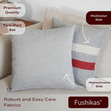 Kussensloop 45 x 45 cm, grijs, set van 2 kussenslopen, hoogwaardige afwerking, effen en meerkleurig, gestreepte decoratieve kussenhoes met duurzame stof, voor bank, slaapkamer, woonkamer,