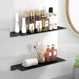 Set van 2 doucheplanken, zonder boren, doucheplank, zelfklevend douchemandje, roestvrij, doucheplankorganizer, metaal, kleine wandplank, douchemandje, badkamer, zwart