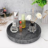 25 cm natuurlijk marmer zwart rond decoratief dienblad voor keuken kaptafel badkamer