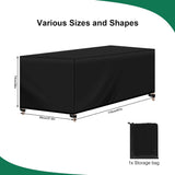 Afdekking voor tuinmeubelen, rechthoekig, 170 x 95 x 74 cm, afdekhoes van 420D Oxford-weefsel, waterdicht, uv-bestendig, beschermhoes voor meubelsets, tuintafel, zitgroep, zwart