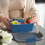 Broodtrommel met vakken, 2000 ml, broodtrommel voor kinderen en volwassenen, slacontainer, slabox, lekvrij, bento box, snackbox met 4 vakken, slakom voor school, kantoor, BPA-vrij