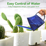 Gieter voor kamerplanten, 1,2 l, plantengieter met lange uitloop, kleine kan, transparant voor tuinbloem (blauw)