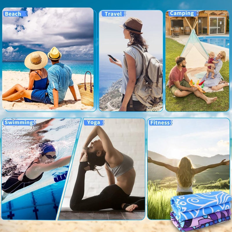 Strandhanddoek XXL microvezel strandhanddoek, microvezel badhanddoek, set van 2, strandhanddoeken, 180 x 90 cm, sneldrogend, dunne strandhanddoeken, grote lichte badhanddoek, strand, kleurrijk