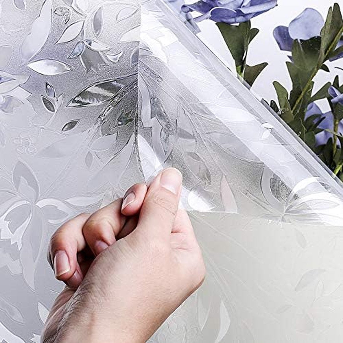 Zindoo 3D Ondoorzichtige Raamfolie Tulpen - Zwart Privacy & Verduisteringsfolie 44,5x200 Cm