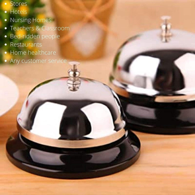 Tafelbel, receptiebel roestvrij staal chroom klem receptiebel voor hotels keukenscholen restaurants ontvangstruimtes 8,5 x 5,5 cm