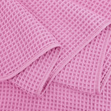 Microvezel badhanddoek - pluisvrij & sneldrogend - wafelstructuur - zeer groot - roze - 152 x 76 cm - 4 stuks