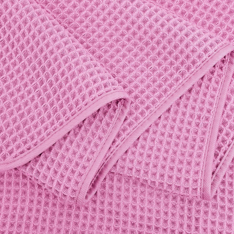 Microvezel badhanddoek - pluisvrij & sneldrogend - wafelstructuur - zeer groot - roze - 152 x 76 cm - 4 stuks
