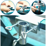Parasolhouder, balkonleuning, instelbaar, ruimtebesparende parasolhouder, balkon, Ø 25-38 mm, parasolhouder, balkonleuning, parasolstandaard, geschikt voor maximale breedte 5 cm