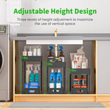 Plank voor onder de gootsteen Uittrekbare kastorganizer onder 2 lagen met 4 haken en 1 hangende bekerlift met voor keukens