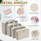 9-delige kofferorganizerset voor vakantie en reizen, packing cubes, reisorganizer, packing cubes, kledingtassen, kofferorganizer voor vakantie en reizen - beige