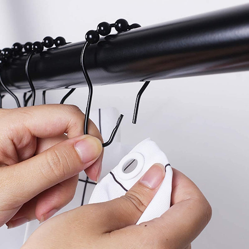 24 stuks douchegordijnhaken roestvrij staal gepolijst chroom douchegordijnringen zwart