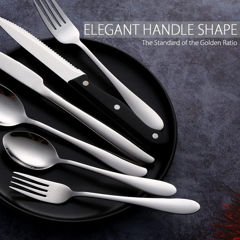 Bestekset voor 6 personen, 36-delige roestvrijstalen bestekset, bestek inclusief mes/vork/lepel/steakmessen, spiegelgepolijst, vaatwasmachinebestendig