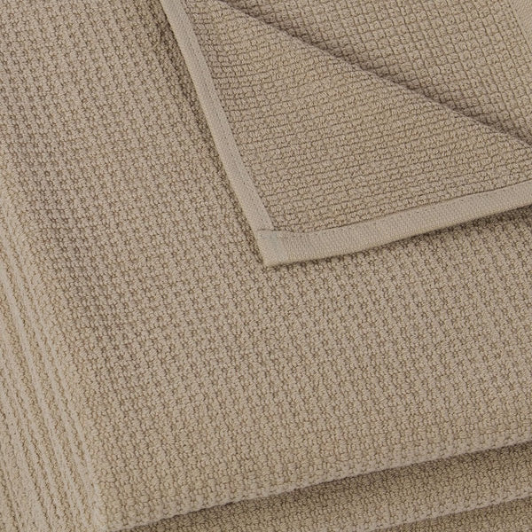 Set van 6 handdoeken wafelpique, 100% katoen, 50x70 cm, cappuccino