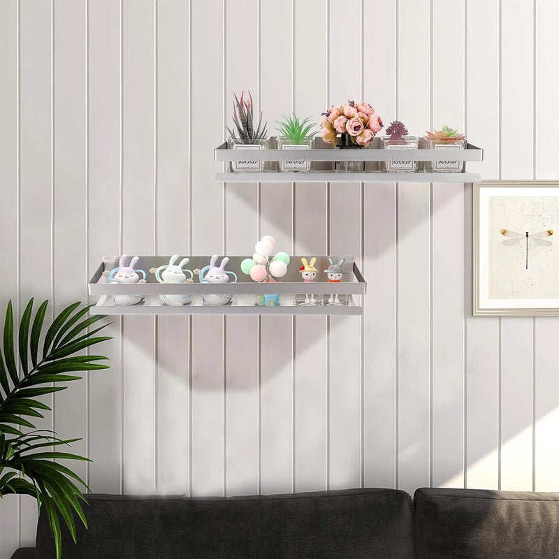 Set van 2 roestvrijstalen wandplanken van 40 cm met schroeven Plank Zilveren wandplanken Wandplanken Decoratieve planken