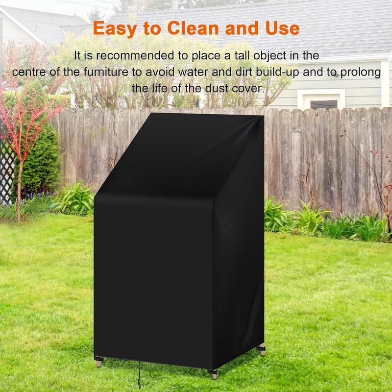 Afdekking voor tuinmeubelen, tuinstoelen, 65 x 65 x 120/80 cm, afdekhoes van 420D Oxford-weefsel, waterdicht, uv-bestendig, beschermhoes, zeil voor meubelsets, tuintafel, zitgroep, zwart