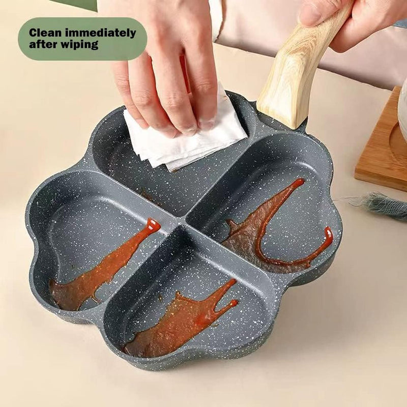 Pancakepan met antiaanbaklaag, 20 cm, 4 gaten, aluminium pan voor ontbijt, gecoate pan voor gasfornuis, inductie