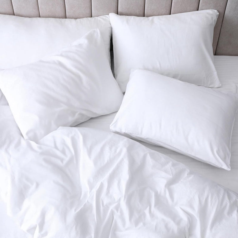 Hoofdkussen, set van 2, 50 x 70 cm, doorgestikt kussen, microvezel, kussen, bedkussen, slaapkussen, wit kussen, vulkussen