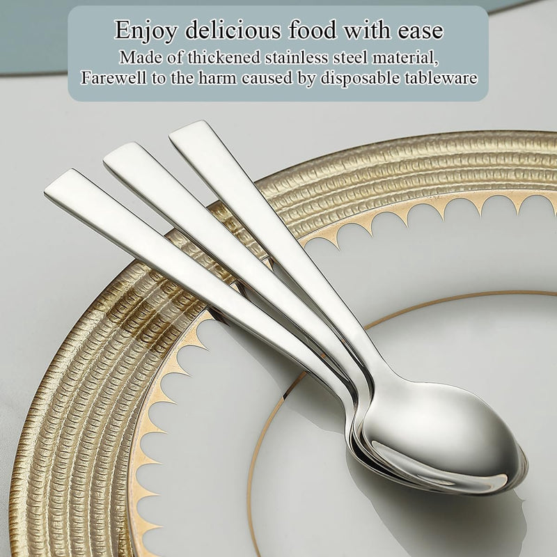 Zilveren soeplepel, 12 stuks, roestvrijstalen tafellepel, soeplepel, dessertlepel, geschikt voor dagelijks gebruik en alle soorten bijeenkomsten, vaatwasmachinebestendig