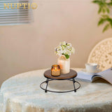 Taartsteunen cupcake-steunen hout: 21 cm taartstandaard display ronde taartstandaard taartstandaard zwart metalen frame taartretter verkoopstandaard platform babyborrel kerst