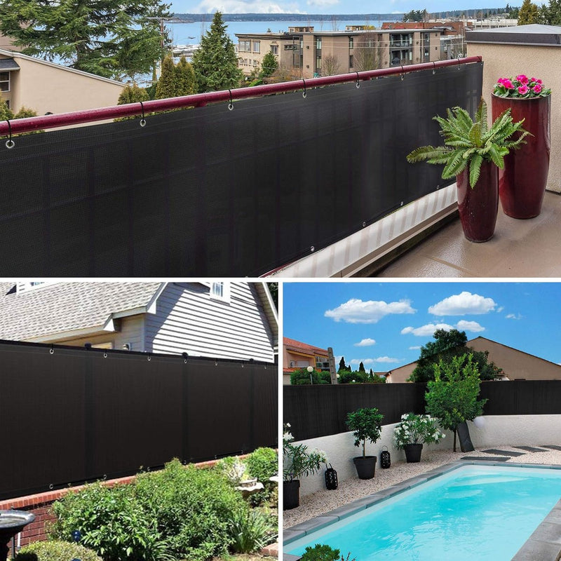 Balkonscherm, inkijkbescherming, balkonscherm voor terras en hek, HDPE-weefsel, uv-bescherming, weerbestendig, zwart, 90 x 500 cm