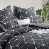 Beddengoed 135 x 200 cm, katoen, 4-delig, katoenen beddengoed 135 x 200 cm, 4-delig, met geometrisch patroon, dekbedovertrekset, 4-delig, katoen met ritssluiting