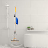 4 stuks mophouders met haken, bezemhouder, muur zelfklevend, roestvrij, zonder boren, tuingereedschapshouder, bezemhouder, voor keuken en badkamer (metallic)