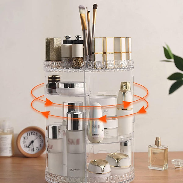 Transparante make-up organizer, 360 graden draaibare cosmetische organizer, cosmetische standaard met grote capaciteit, opbergrek voor badkamer, slaapkamer, kaptafel