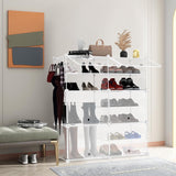 Schoenenrek, 6-laags kunststof schoenenrek met deur, voor 24 paar schoenen en laarzen, stapelbare schoenenkast voor hal, slaapkamer, kledingkast, entree