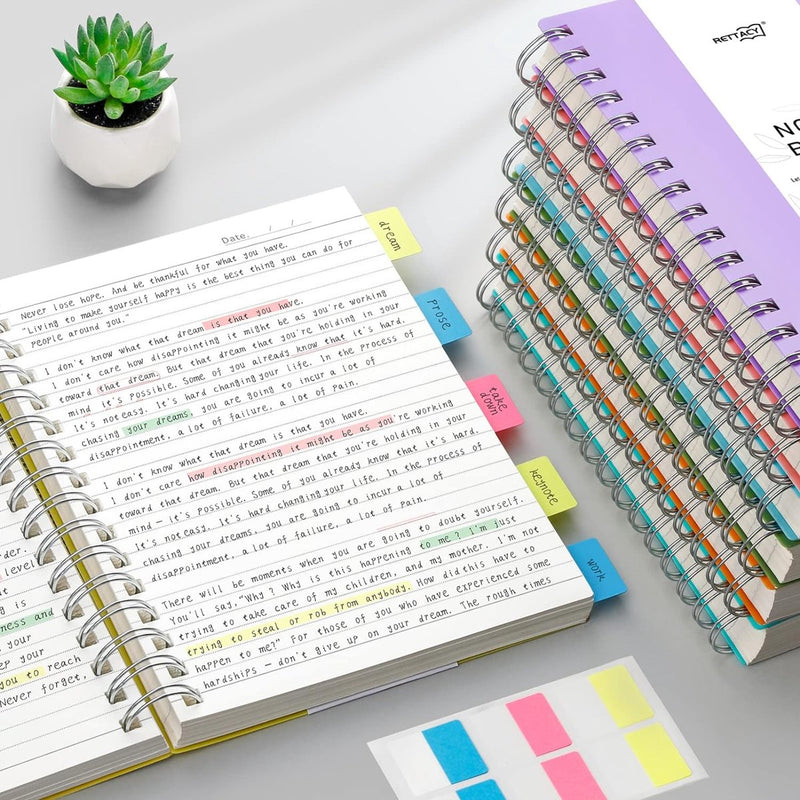 A5 notitieblok, notitieboek, spiraalgebonden notitieboeken, 300 vellen/150 pagina's om te schrijven, 100 g/m² college-gelinieerd papier, pvc-hardcover, 14,5 x 21 cm, lila