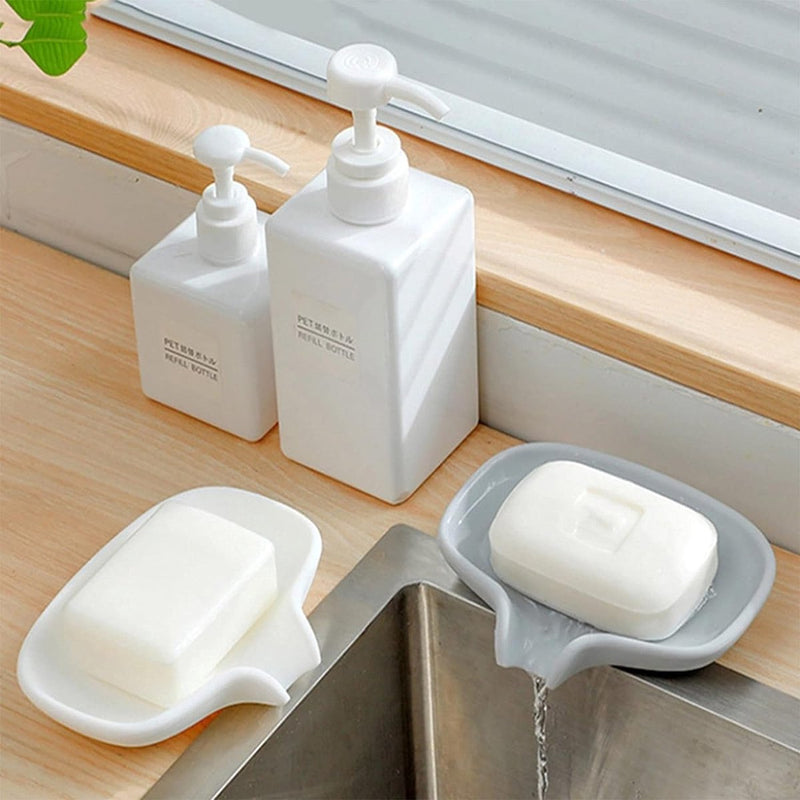 Siliconen zeepbakje met afvoer Zeepbakjes Zonder boren Zeepbakje voor badkamer Douche voor douche / badkamer / keuken Handwas Zeepbakje voor het drooghouden van zeep 2 stuks grijs / wit