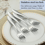 Roségouden dessertvorken, 12 stuks, 14 cm, roestvrij staal, titanium coating, roségoud, dessertvorken, vorkzilver, taartvorken, fruitvorken