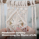 1 stuks macramé wandrek, wandrek, hout, handgeweven zwevend rek voor wand-, woonkamer-, kantoor-, slaapkamerdecoratie.