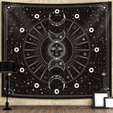 Wandtapijt maanfasen wanddoek zwart wandtapijt maan wanddecoratie psychedelisch tapijt gothic wandtapijten wandtapijt trippy wanddoek muur opknoping muur deco 180x230cm