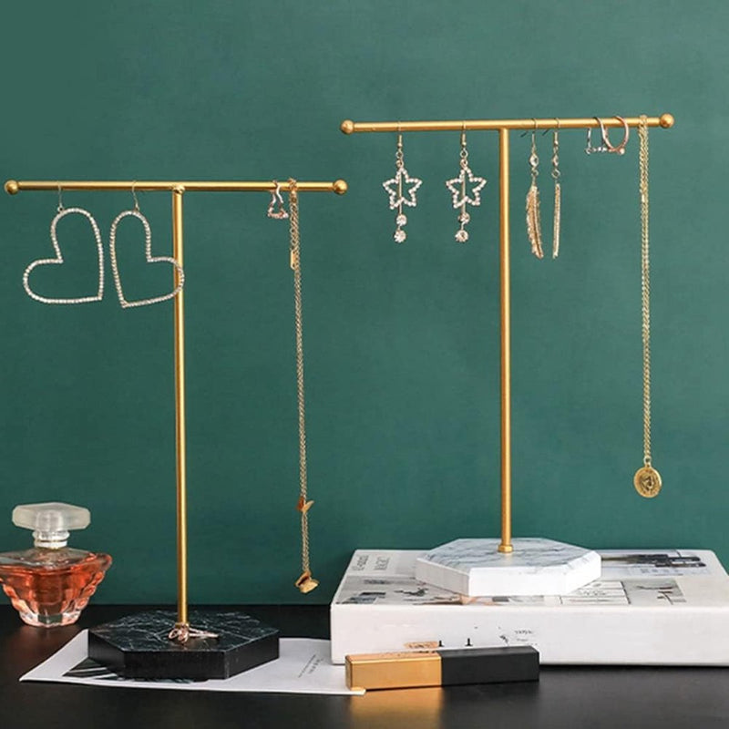 Sieradenstandaard, halskettinghouder, T-stang, geplateerde metalen tafelsieradenorganizer voor het ophangen van sieraden B