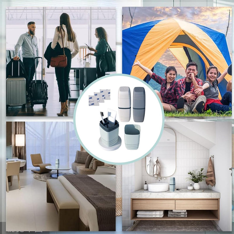 Toothbrush Case reisetui, 3 stuks, tandenborstelhouder, reisentandborstels, met 3 vierkante witte dubbelzijdige plakband, reisetui voor thuis, zakenreis, school., Meerkleurig, opbergdoos voor