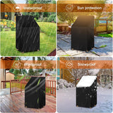Afdekking voor tuinmeubelen, tuinstoelen, 65 x 65 x 120/80 cm, afdekhoes van 420D Oxford-weefsel, waterdicht, uv-bestendig, beschermhoes, zeil voor meubelsets, tuintafel, zitgroep, zwart