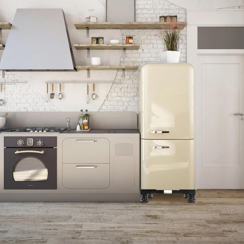 Mini-koelkaststandaard met 4 sterke voeten, universele wasmachine- en drogerbasis Verstelbare koelkaststandaard, multifunctionele wasmachinebasis voor kleine apparaten, zwart