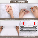 3 stuks doucheplank zonder boren, badkamerorganizer, lijm, zonder boren, shampoohouder voor douche met zeephouder, roestvrijstalen organizer voor badkamer, woonkamer, keuken