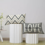 Kussensloop 30 x 50 cm, set van 4 decoratieve kussens, linnen kussenslopen, geometrisch patroon, kussenhoezen voor bank, slaapkamer, bank, grijs