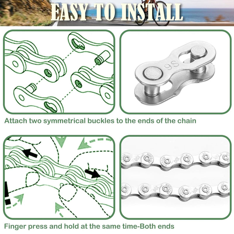 Fietsketting, 9-voudige fietsketting, 116 schakels, fietsketting-set voor MTB/Road/E-bike