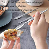 4-delige zeevruchten tool zeevruchten vorken set 1 kreeft krabben crab en 3 roestvrij staal zeevruchten vorken harde schaal schaaldieren alle soorten zeevruchten en noten enz. (zilver)