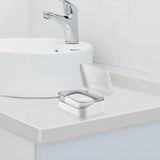 Zeepkist met deksel, zeepkist op reis Waterdichte zeepbakje met afvoer, draagbare rechthoekige zeepkist voor zeepkist op reis (wit)