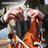 Thermoskan 1 liter, thermosfles met drinkbeker voor onderweg, thermosfles van roestvrij staal met handvat, lekvrij, voor koffie en thee, BPA-vrij, voor warm en koud