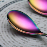 Regenboog-menulepels, 20,3 cm, roestvrij staal, titanium coating, regenboogtafellepel, soeplepel, bestekset, robuust, gemakkelijk te reinigen, dessertlepel, vaatwasmachinebestendig
